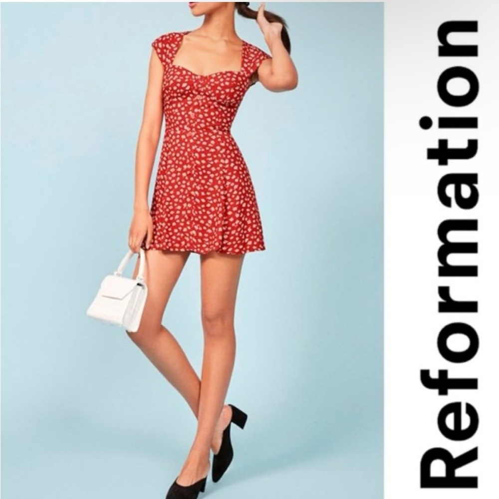 Red Cheri Reformation Mini Dress